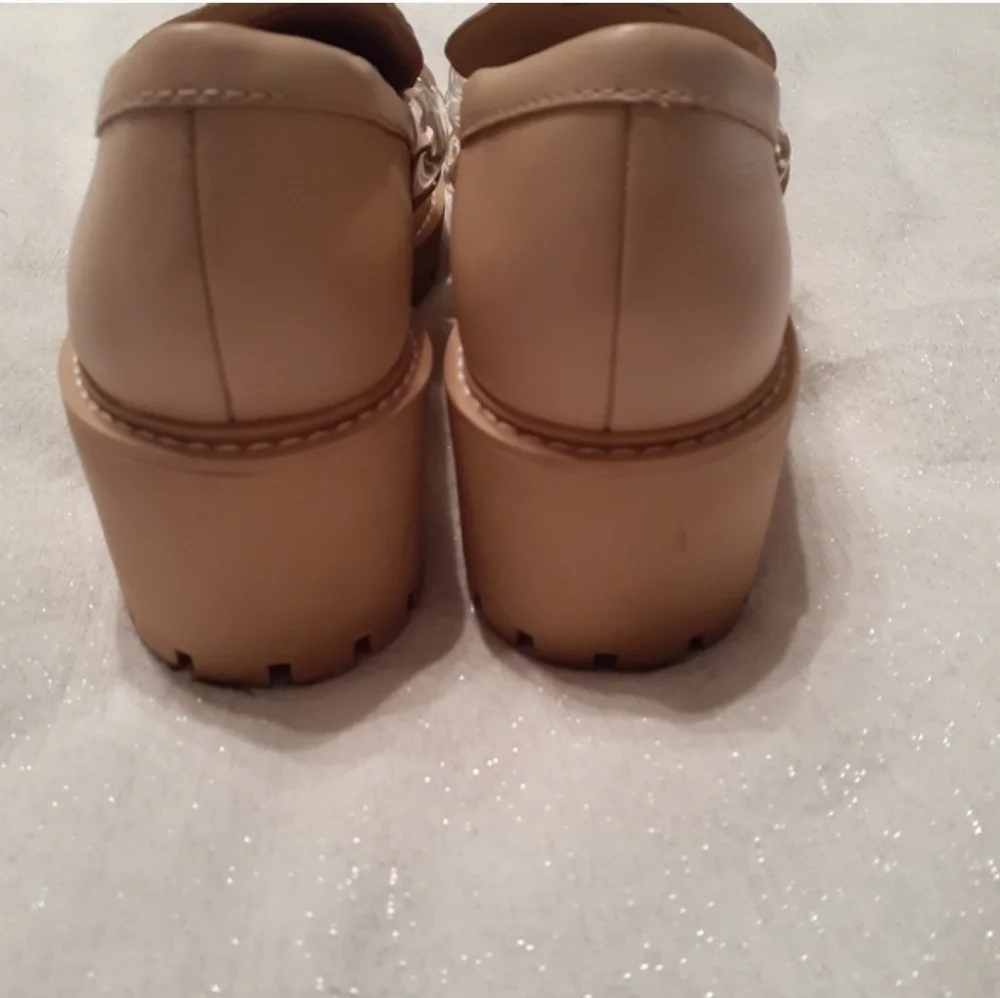 Dolce Vita Haris Light Blush Translucent Chain Platform Wedge Loafer Shoe Sz 9